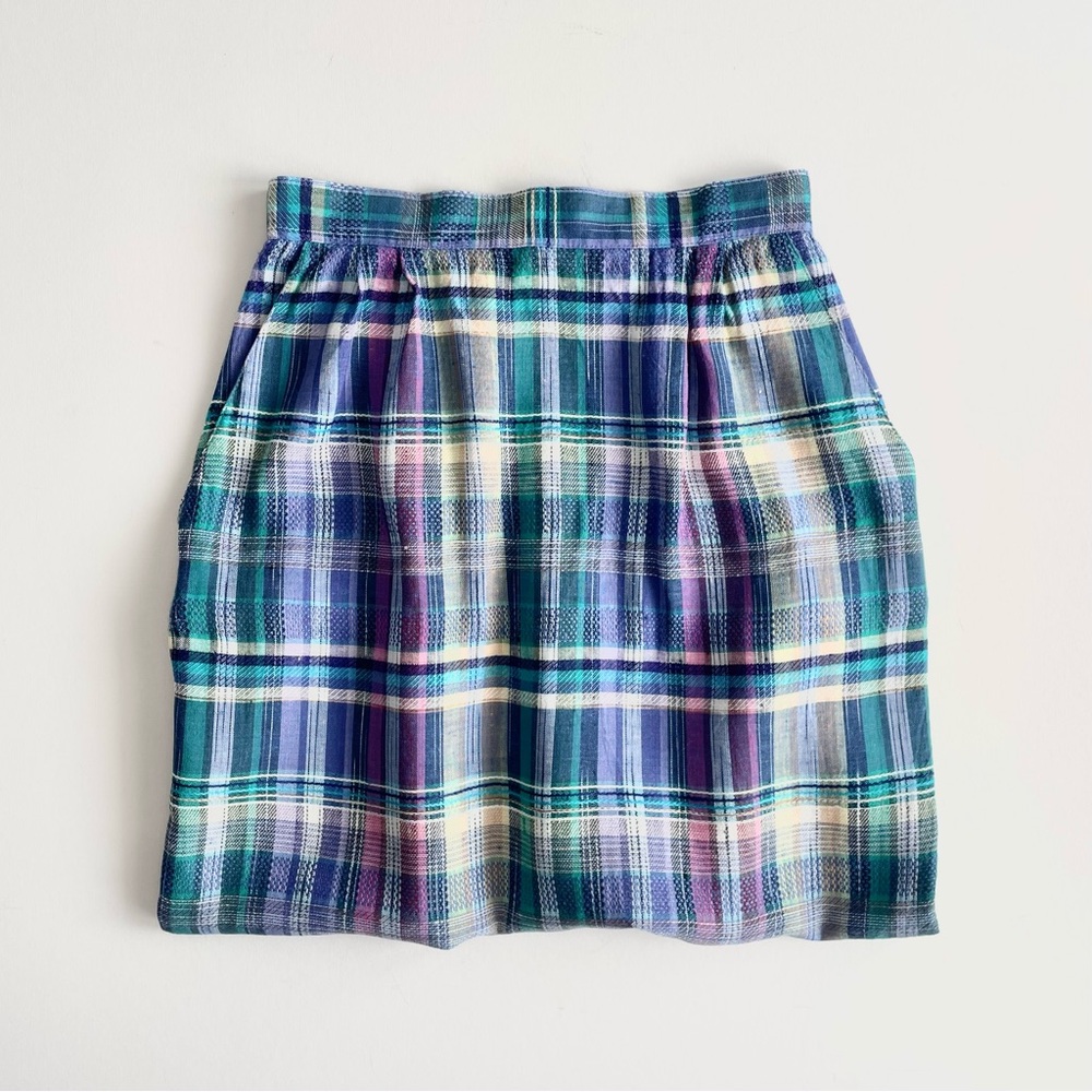Vintage Braemar Petites Plaid Linen Skirt